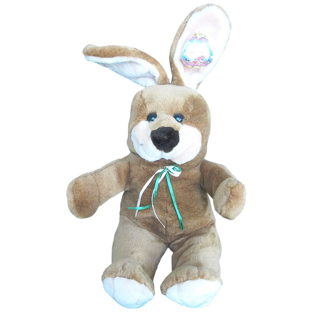 Plush Bunny Rabbit White and Tan Poseable Ears 11-inches Soft Stuffed Animal Toy